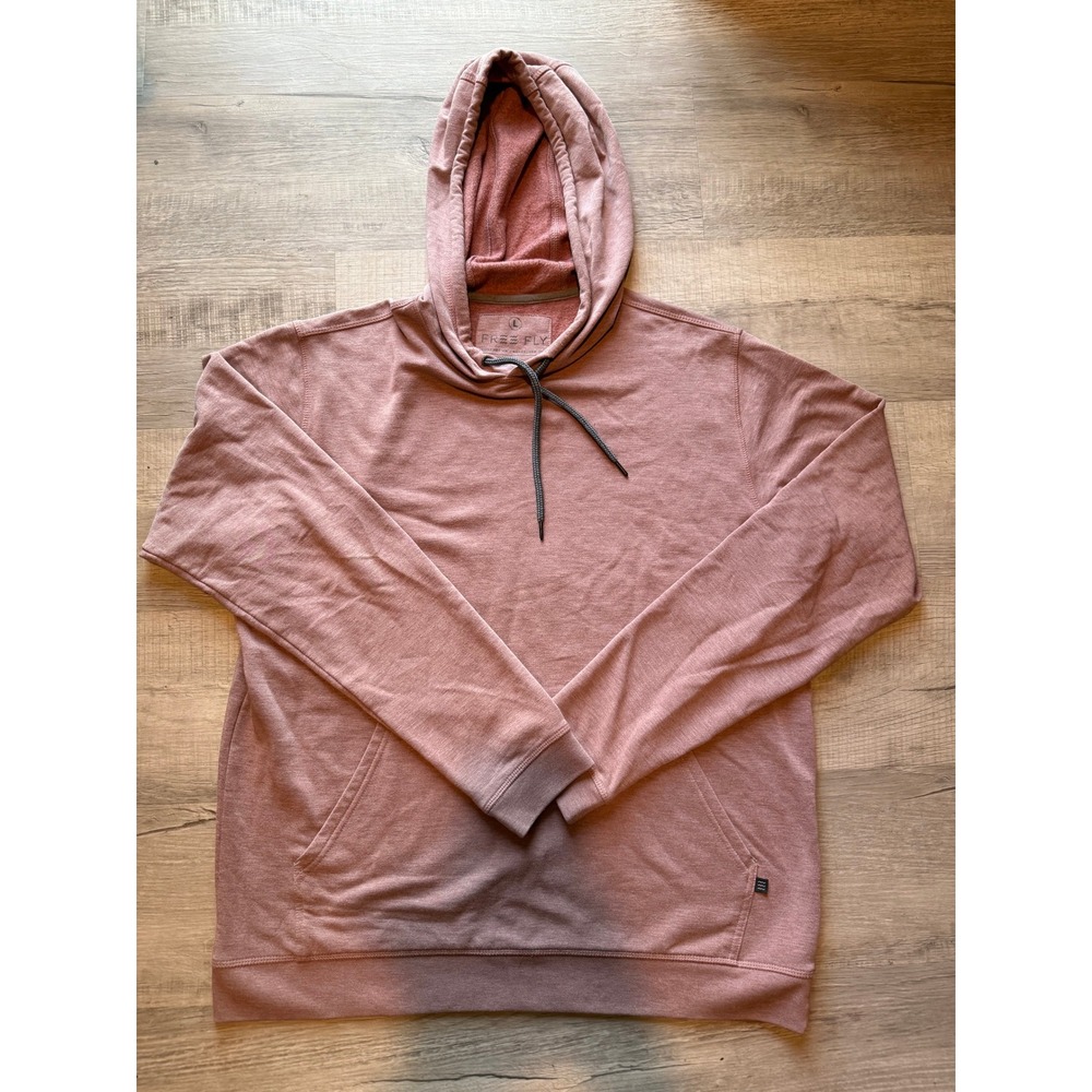 FREE FLY womens Rose Pink Hoodie Pullover Long Sleeve Comfy Bamboo Blend Size L